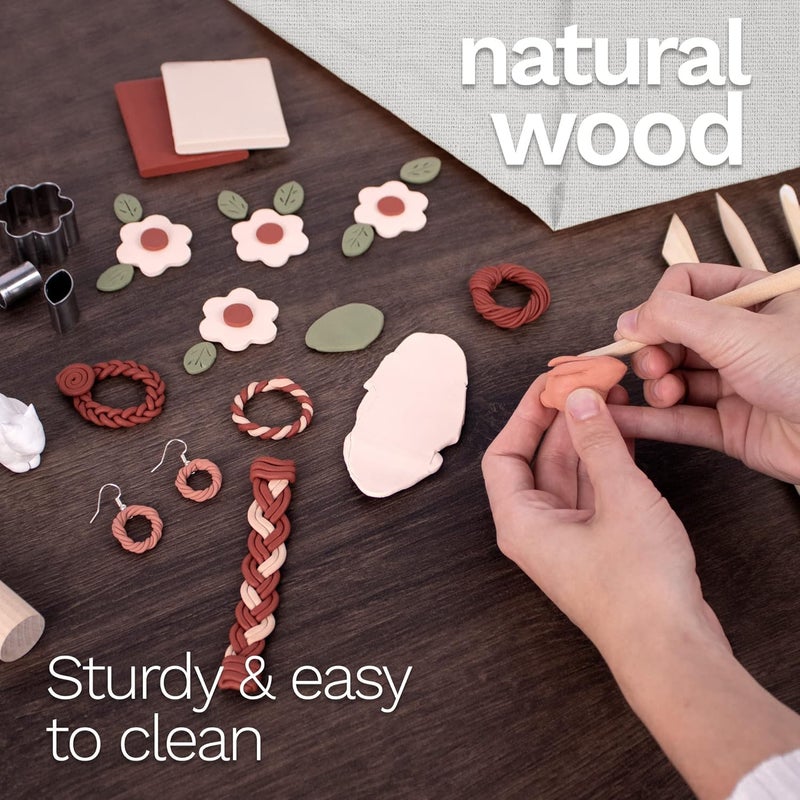 DAS Modelling Clay Tools - 7-Piece Set for Beginners and Artists - Versatile Wooden Shaping and Carving Implements for Clay Projects - Image 4